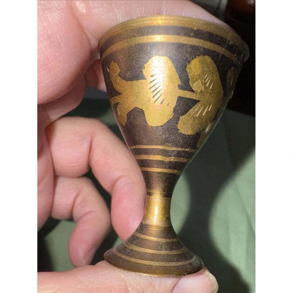 Mini brass goblets‎ set of 4 2